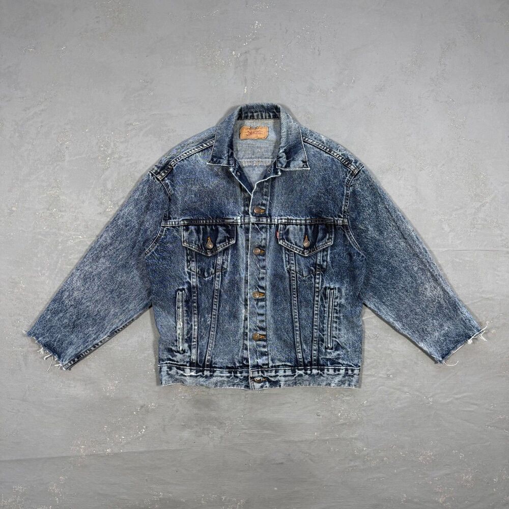 Levi's Vintage Acid Washed Trucker Jacket w/ Cropped Sleeves MADE IN USA Small